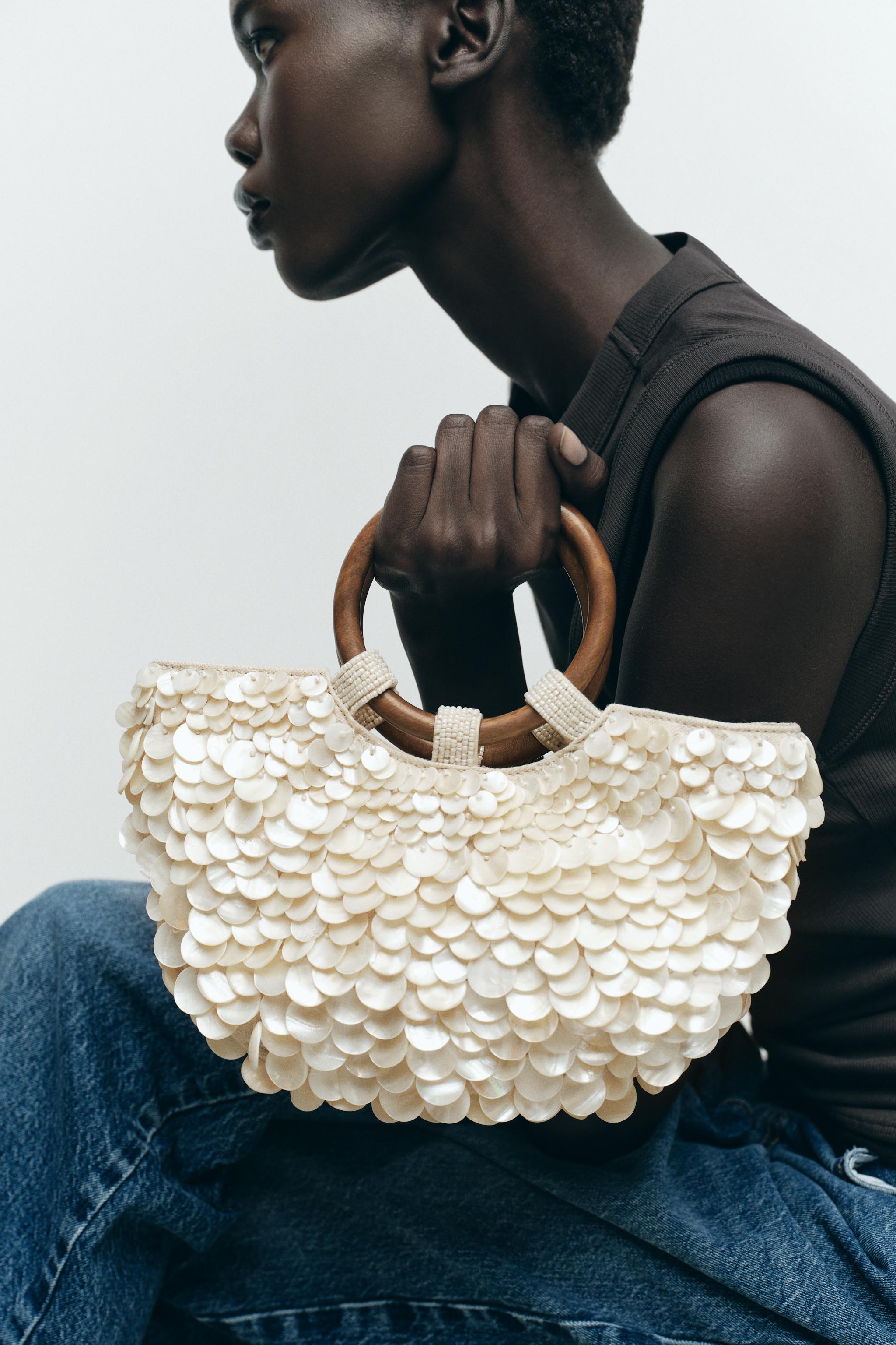 BUCKET BAG WITH APPLIQUÉS - Pearl gray | ZARA United States