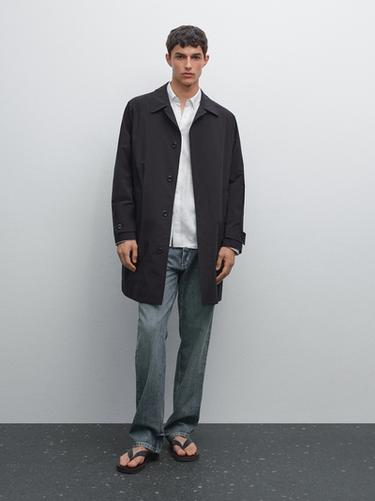 Trench ligero botonadura oculta - Marino de Zara
