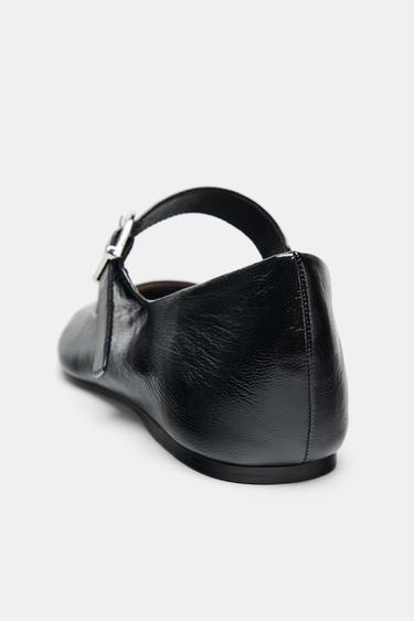 BALLERINES EN CUIR BOUCLE - Noir de Zara - Image 3