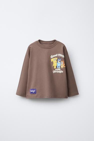 BLUEY © LUDO STUDIO FLOCKED PRINT T-SHIRT - Brown by Zara