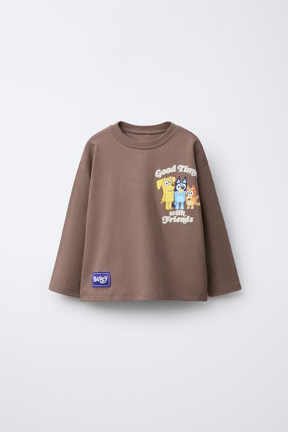 BLUEY © LUDO STUDIO FLOCKED PRINT T-SHIRT - Brown by Zara - Image 0