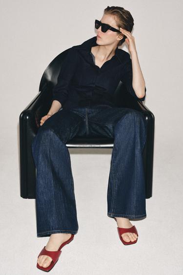 FLAT LEATHER SANDALS - Red by Zara - Image 1