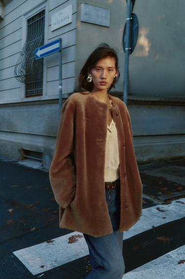 100% REVERSIBLE LEATHER COAT - Brown by Zara