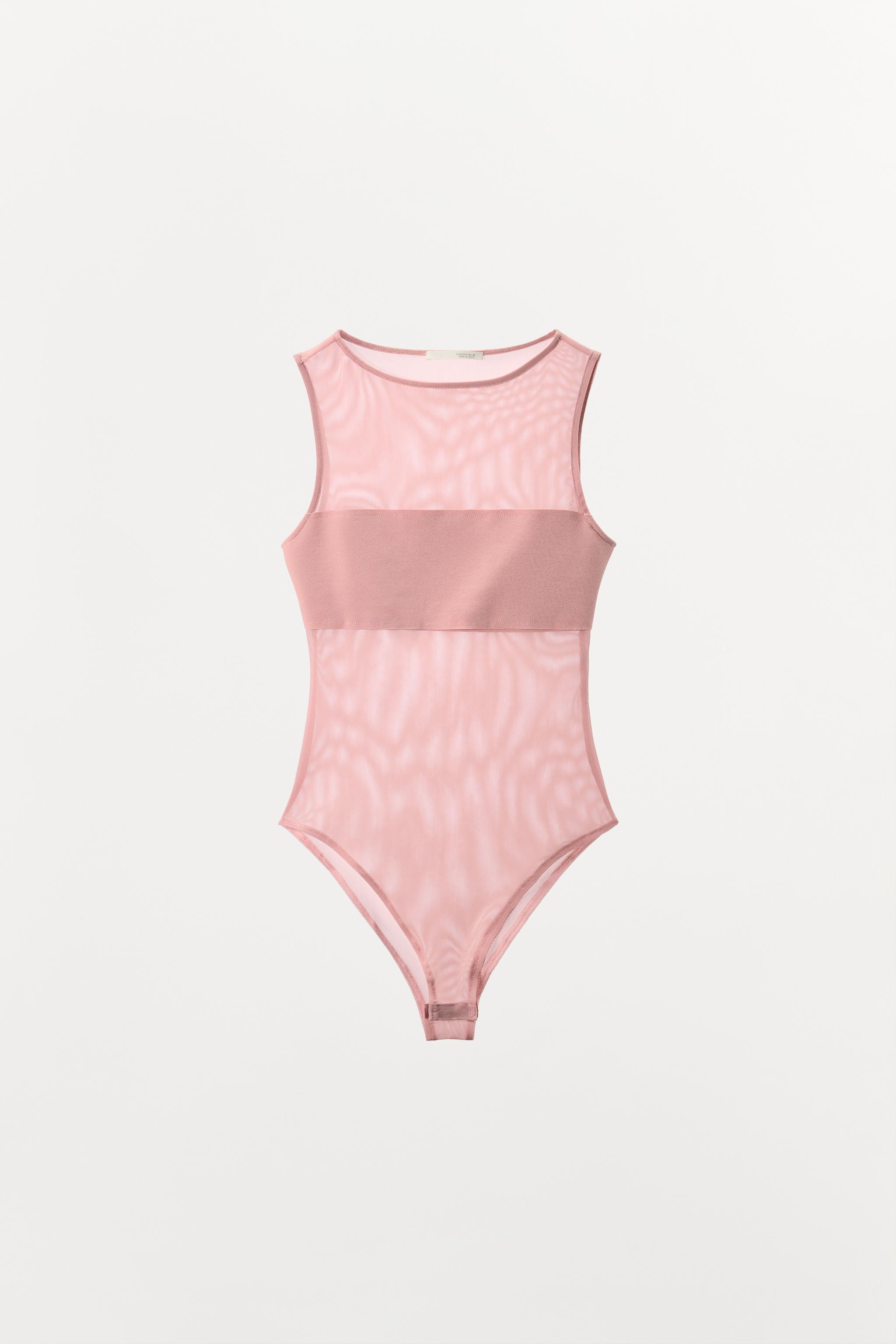COMBINED TULLE BODYSUIT — Pastel pink (alternate view)