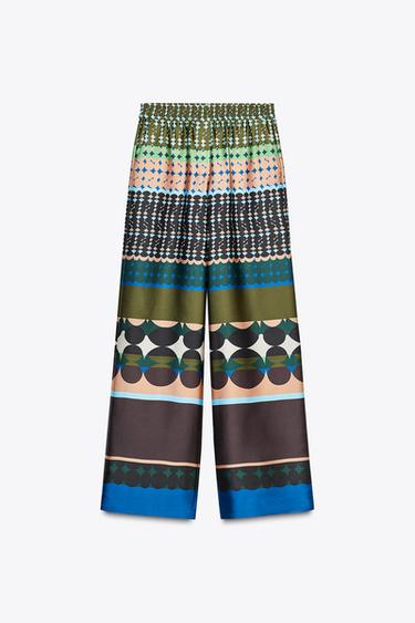 PANTALON SATINÉ IMPRIMÉ - Multicolore de Zara - Image 3