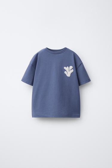 CAMISETA APLIQUE CROCHET - Azul de Zara