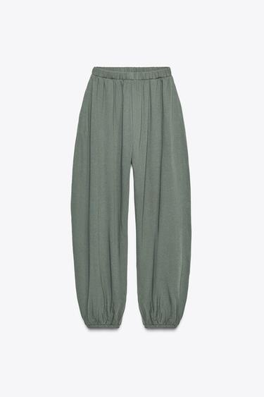 PLUSH BALLOON TROUSERS - Green by Zara