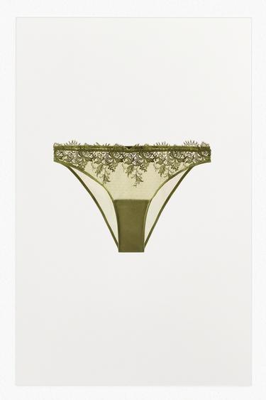 DOTTED MESH LACE BRIEFS - Green by Zara
