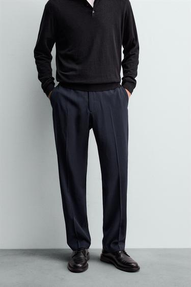 PANTALÓN TRAJE 100% LANA - Marino de Zara