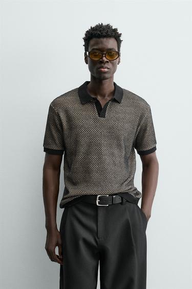 REGULAR FIT TEXTURED POLO SHIRT - Navy marl by Zara