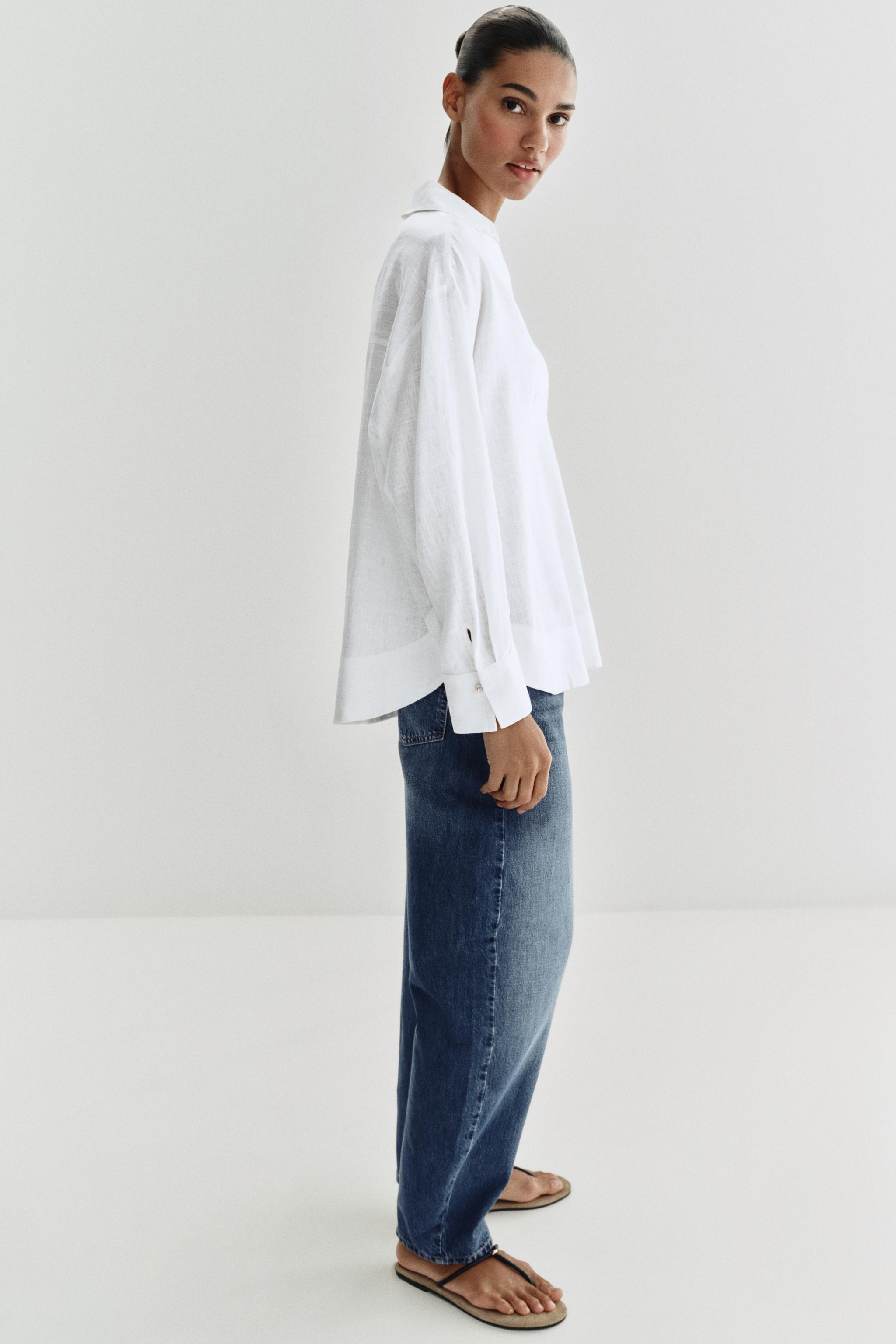 Zara Keten Polo Yaka Bluz görsel 4