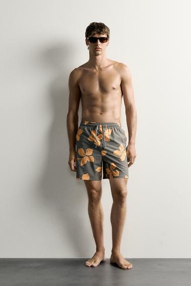 LANGE BADESHORTS MIT BLUMENMUSTER - Braun von Zara - Bild 0