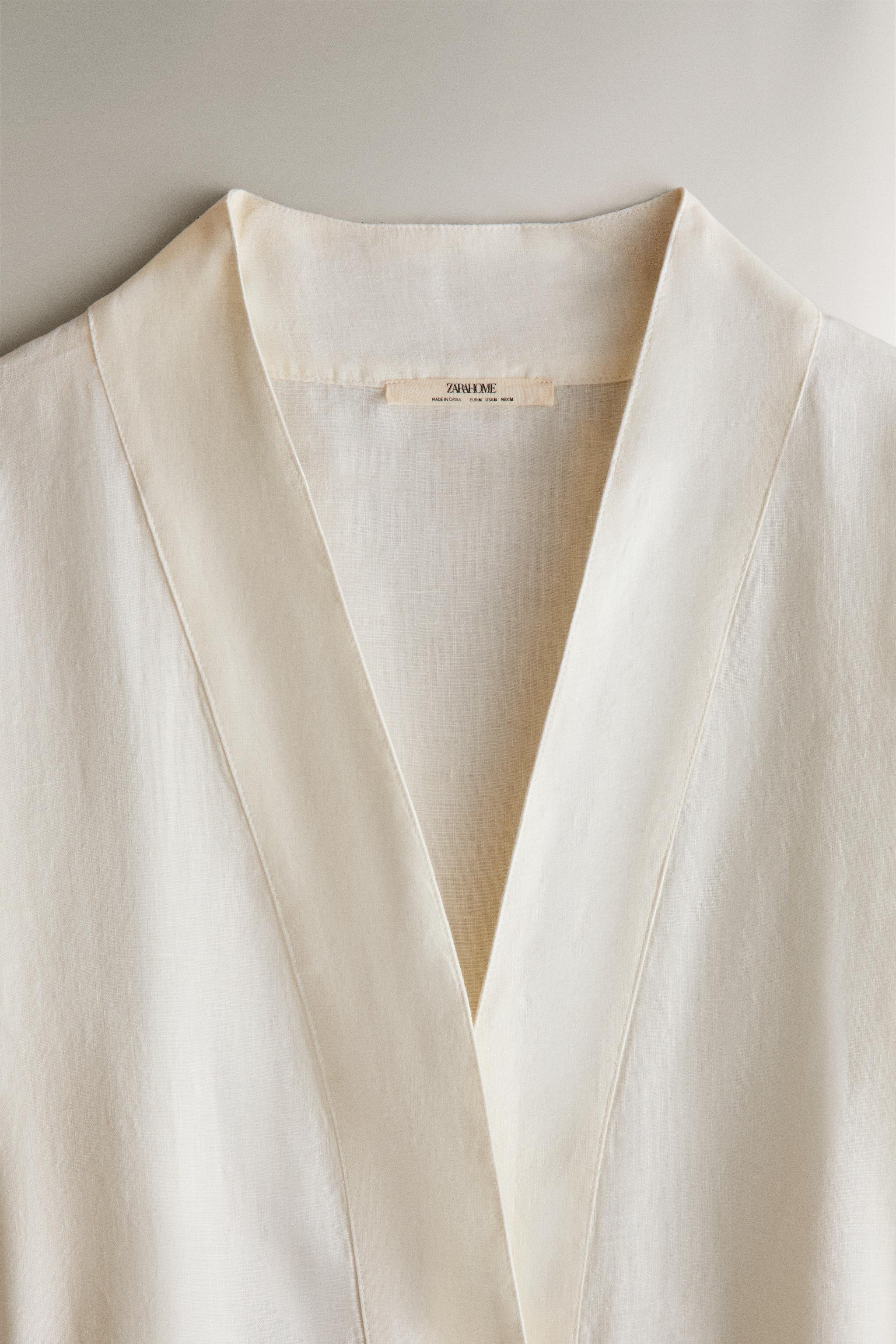 LINEN ROBE — Ecru