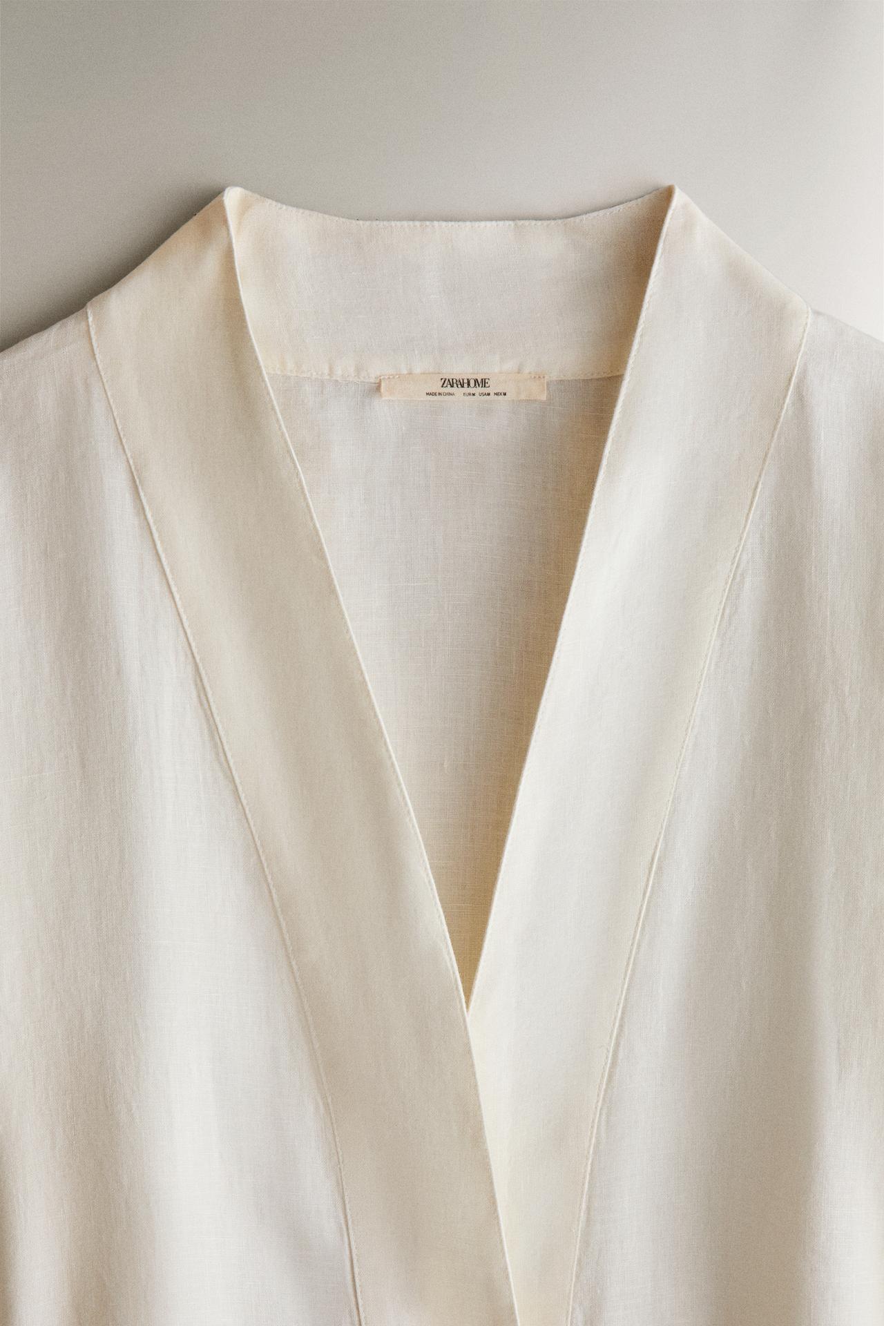 LINEN ROBE — Ecru