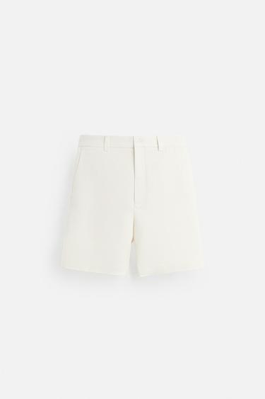 REGULAR FIT LINEN/COTTON BERMUDA SHORTS LIMITED EDITION - White by Zara