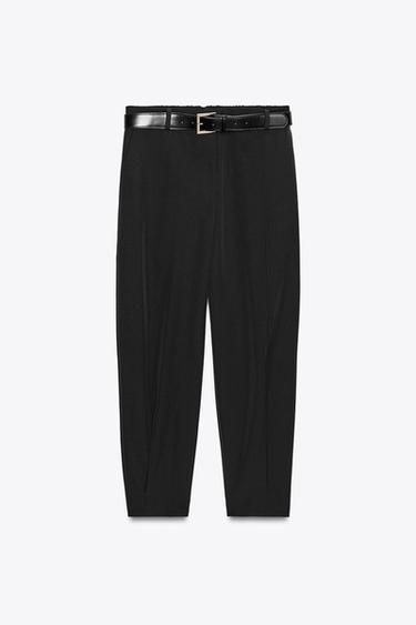 CROPPED TROUSERS WITH BELT - Black by Zara - Image 0