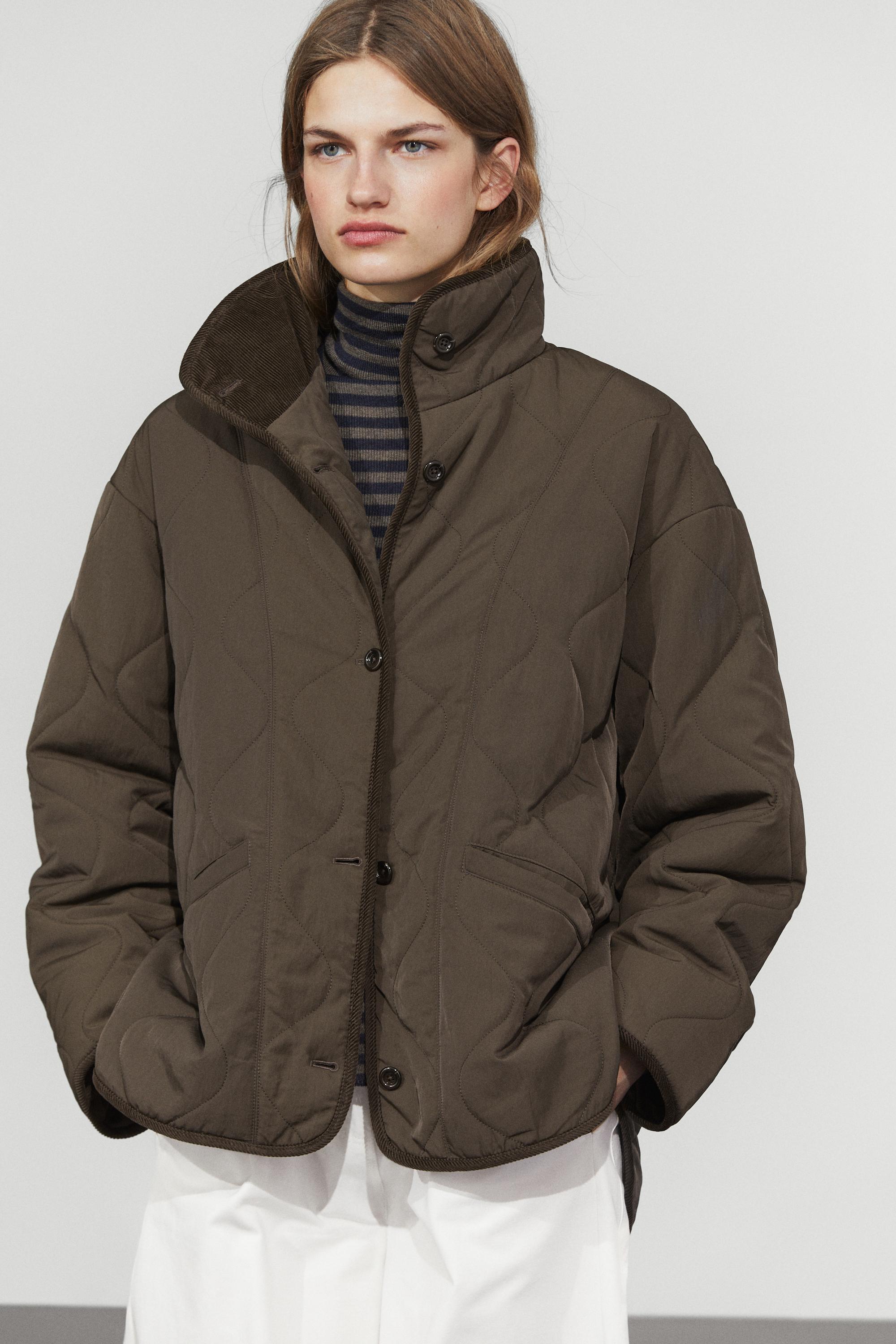 Jacket with wavy stitching detail — Brown