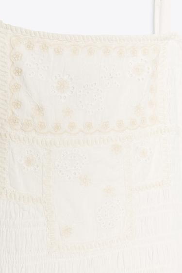 EMBROIDERED FLORAL MIDI DRESS - Oyster-white by Zara - Image 6