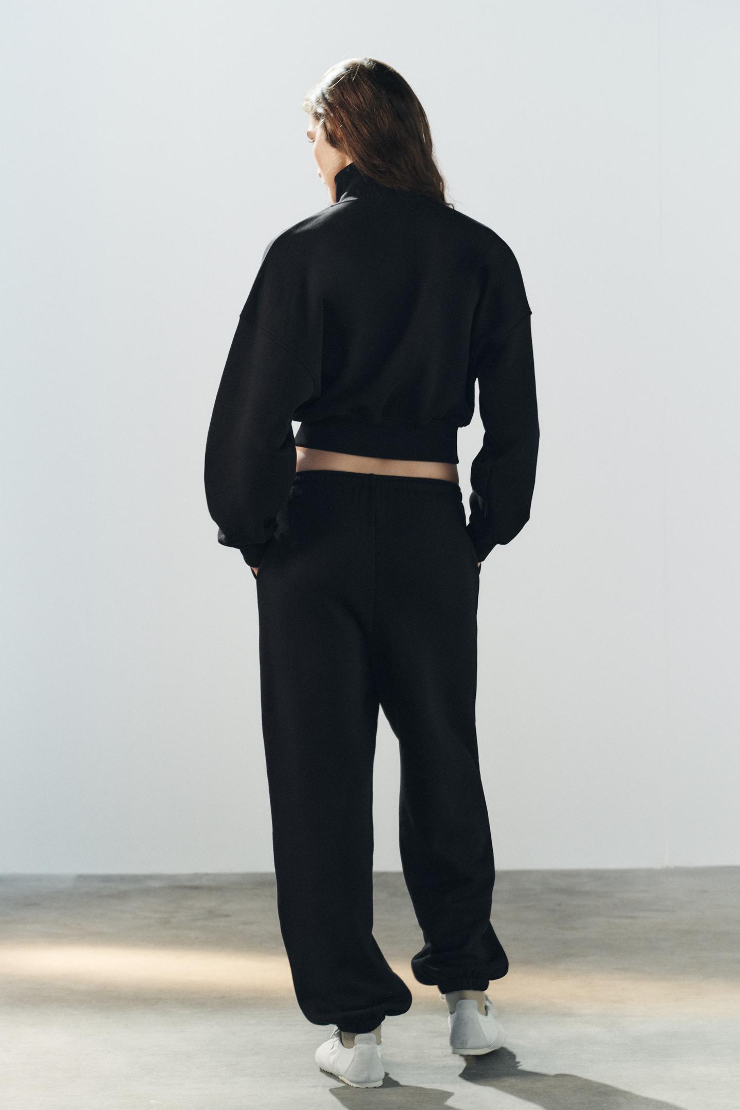 Женские брюки Zara Fleece Jogger, цвет: Чёрный — фото 4