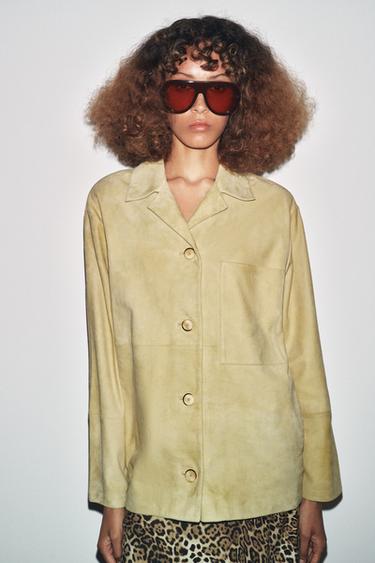 LIMITED EDITION SUEDE LEATHER POCKET SHIRT - Yellow by Zara - Image 3