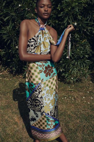 PATCHWORK PRINT SATIN DRESS - Multicoloured by Zara