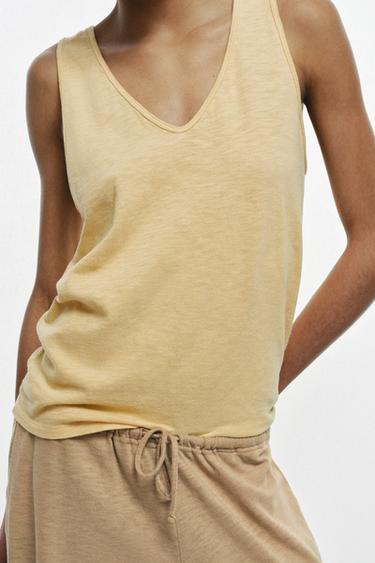 Zara V-NECK TOP - Butter