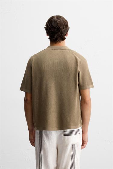 CHEMISE EN MAILLE COUPE DÉCONTRACTÉE - Beige foncé de Zara - Image 2