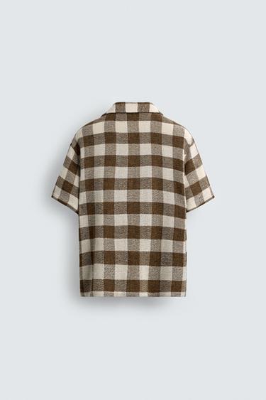 TEXTURED CHECK SHIRT - ECRU by Zara - Image 9