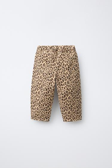 ANIMAL PRINT BARREL TROUSERS - Brown by Zara - Image 1