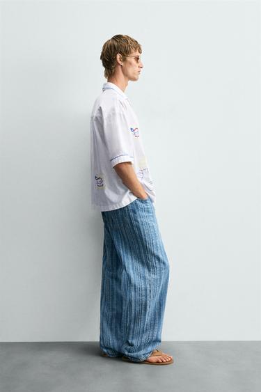 CONTRAST EMBROIDERY SHIRT - White by Zara - Image 3