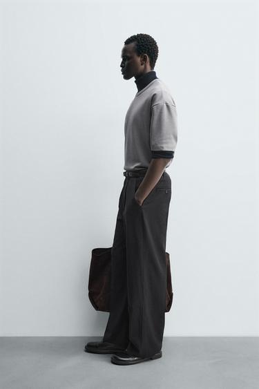 T-SHIRT À PIÈCE BIMATIÈRE - Gris de Zara - Image 3