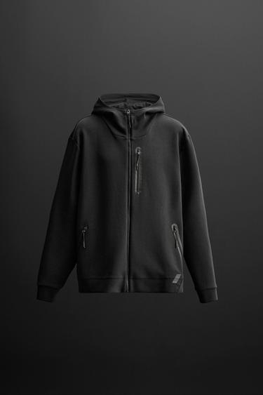 TECHNICAL ZIP-UP HOODIE - Black by Zara