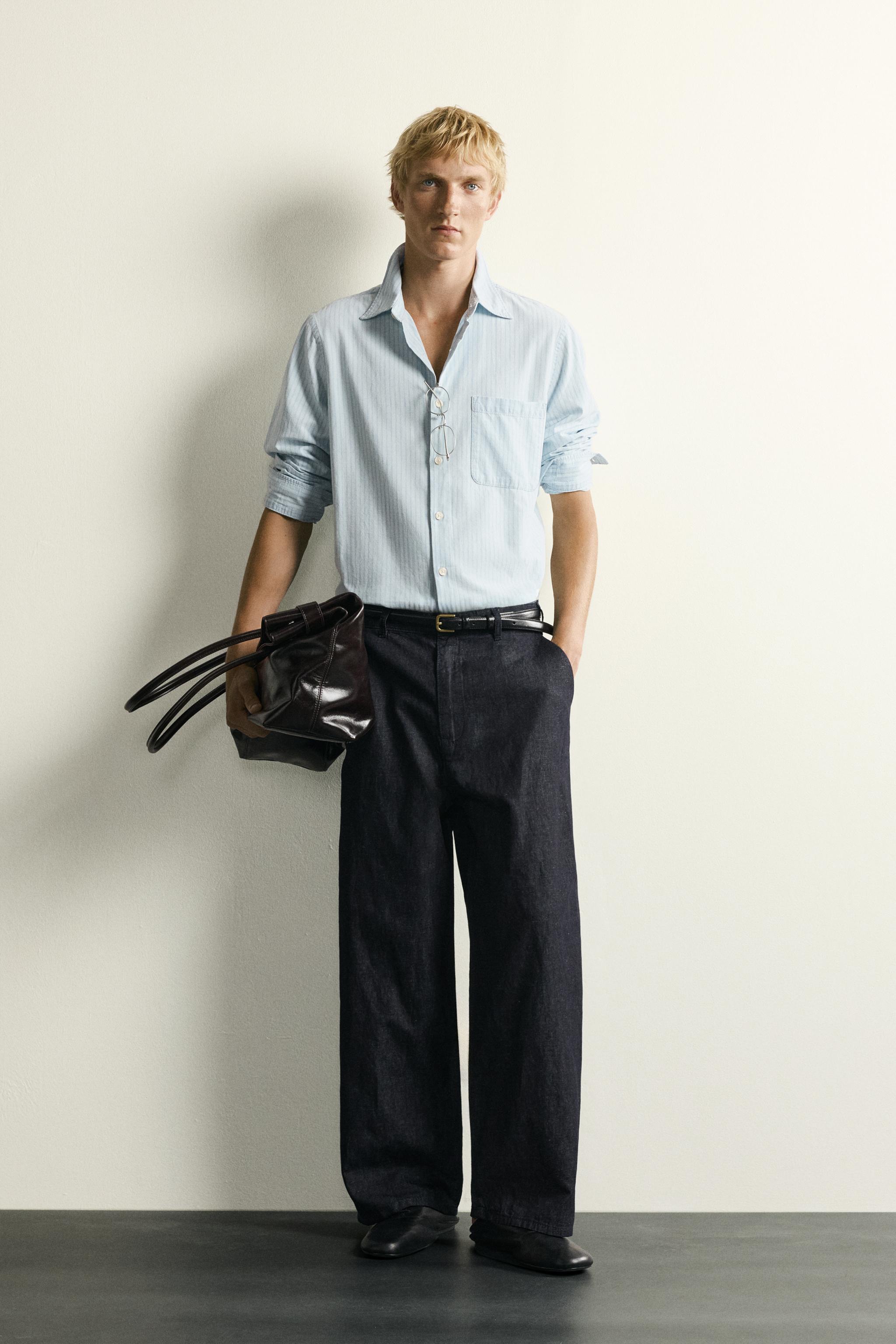 CHEMISE EN JEAN LÉGER À RAYURES