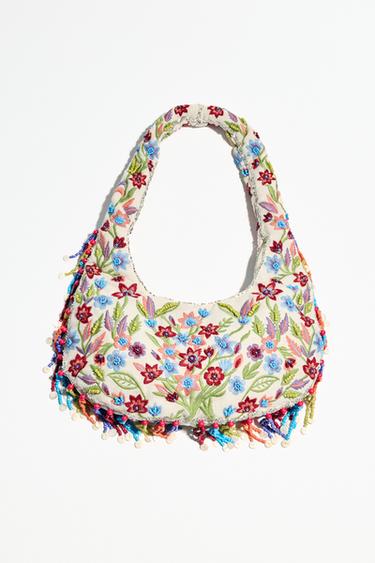 Zara OVAL BAG WITH FLORAL EMBROIDERY - Multi-color