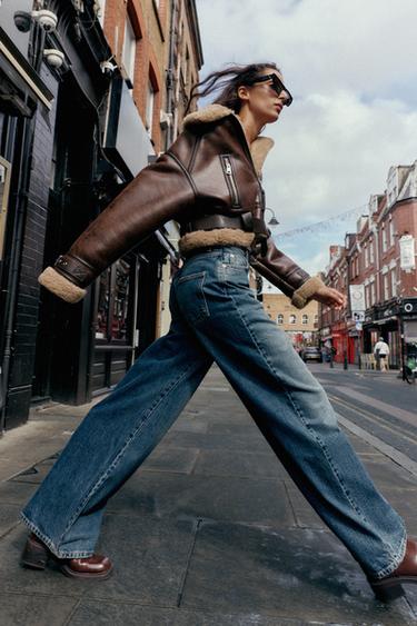 Z1975 WIDE-LEG LOOSE HIGH-WAIST JEANS WITH BELT - Faded blue by Zara