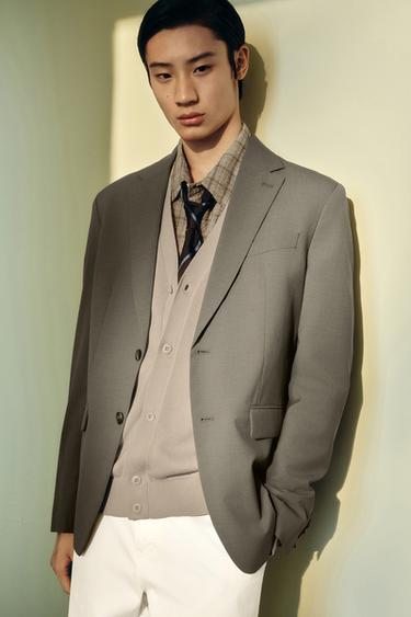 Zara 紋理西裝外套 - 棕色 / 暗灰褐色