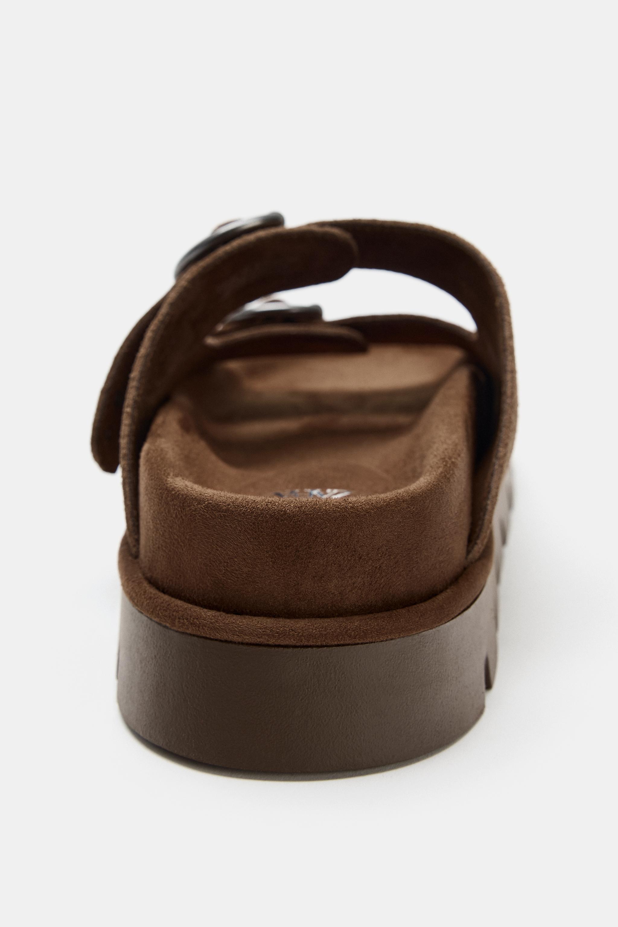 BUCKLED SUEDE PLATFORM SANDALS