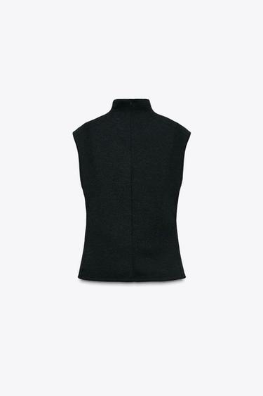 SOFT INTERLOCK TOP WITH DRAPED SIDE DETAIL - Black by Zara - Image 4