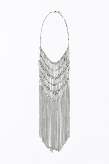 Zara MULTI-CHAIN WATERFALL NECKLACE - Silver