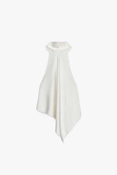 TOP SATINÉ HALTER - Blanc cassé de Zara - Image 5