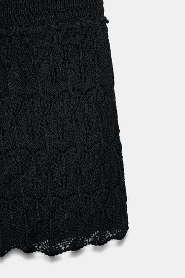 JUPE LONGUE EN MAILLE POINTELLE - Noir de Zara - Image 7