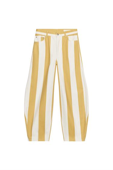 JEANS ZW COLLECTION TAPERED TIRO ALTO RAYAS - Rayas de Zara