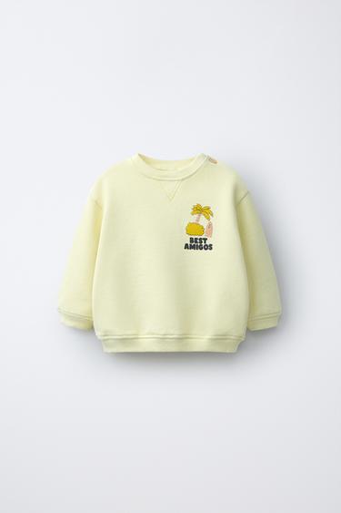 SWEATSHIRT MET PALMBOOMPRINT - Geel van Zara