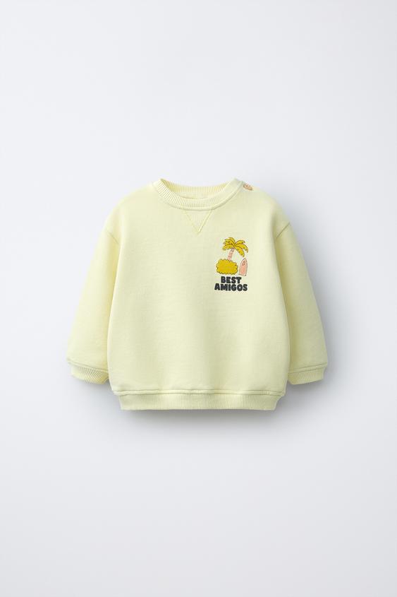 MOLETOM ESTAMPADO PALMEIRA - Amarelo da Zara - Imagem 0