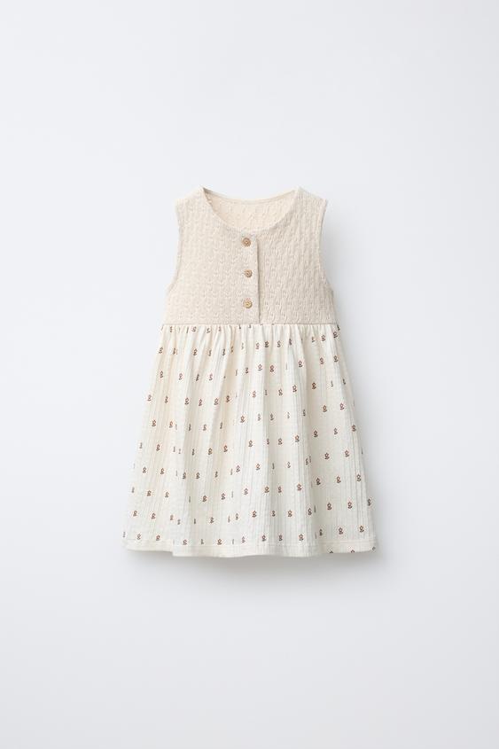 VESTIDO COMBINADO ESTAMPADO FLORES - Cru da Zara - Imagem 0