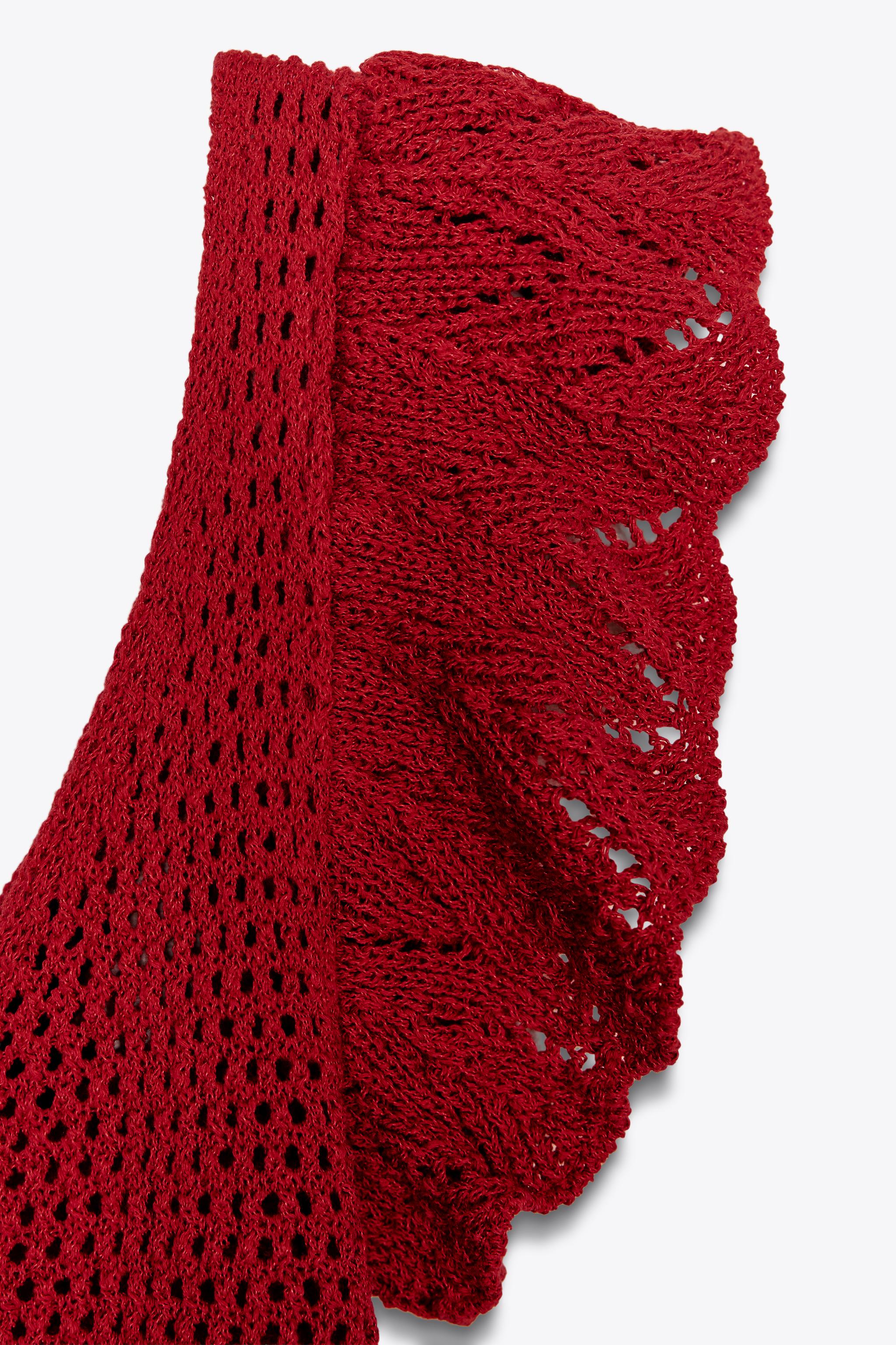 RUFFLED TEXTURED KNIT MINI DRESS - Red | ZARA United States