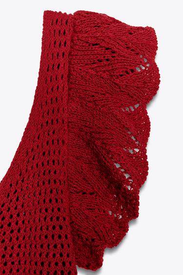 TEXTURED KNIT RUFFLE MINI DRESS - Red by Zara - Image 8