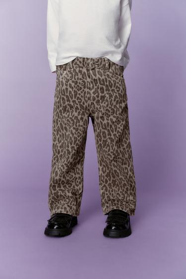 ANIMAL PRINT TWILL TROUSERS - Brown by Zara