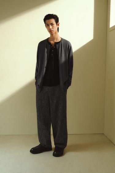 Zara 羊毛一般版型開襟衫 - 炭灰色