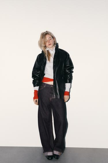 100% LEATHER JACKET WITH ADJUSTABLE WAIST - Black by Zara - Image 7